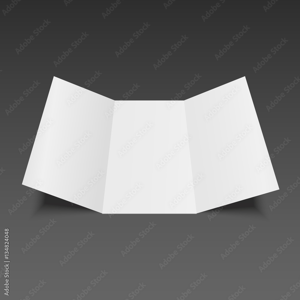 Blank three folded fold paper leaflet, flyer, broadsheet. Vector illustration Blank three folded fold paper leaflet, flyer, broadsheet. Vector illustration