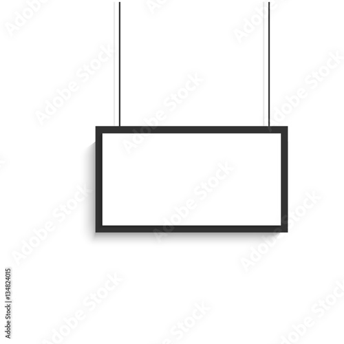 Vector blank white black title banner hanging design. Vector illustration