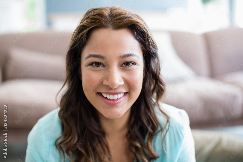 Portrait of smiling woman in living room Portrait of smiling woman in living room