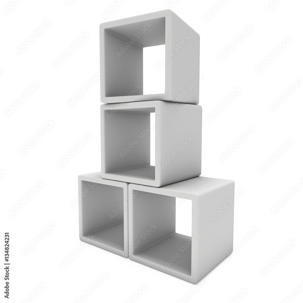 Obraz premium Product display boxes. 3D render isolated on white. Platform or Stand Illustration. Template for Object Presentation.