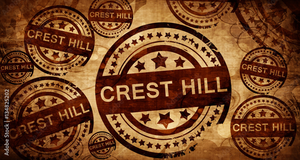 crest hill, vintage stamp on paper background