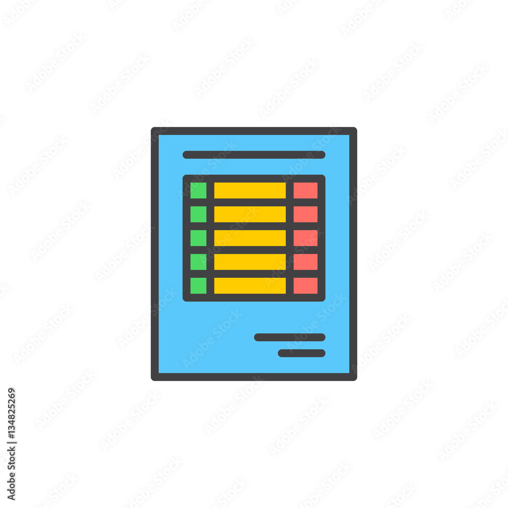 Sheet document line icon, filled outline vector sign, linear colorful pictogram isolated on white. Invoice symbol, logo illustration Sheet document line icon, filled outline vector sign, linear colorful pictogram isolated on white. Invoice symbol, logo illustration