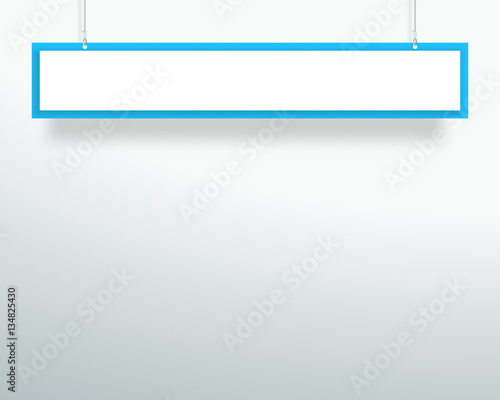 Vector 3d Blank Blue 1 Line Title Banner Hanging Design