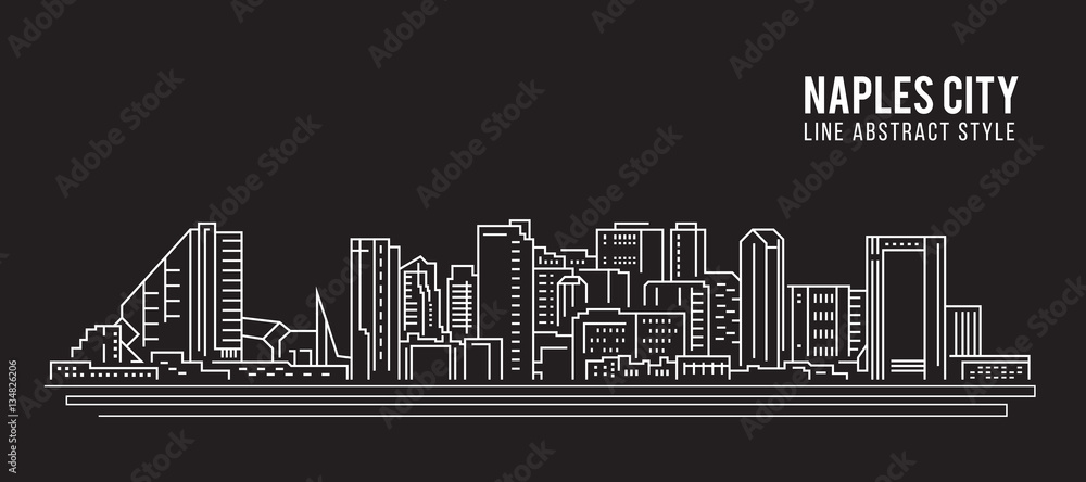 Cityscape Building Line art Vector Illustration design -  Naples city