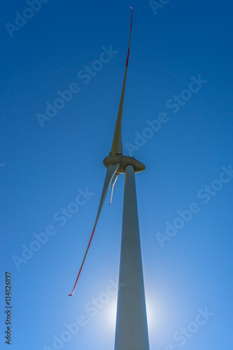 Windenergieanlage im Gegenlicht photo