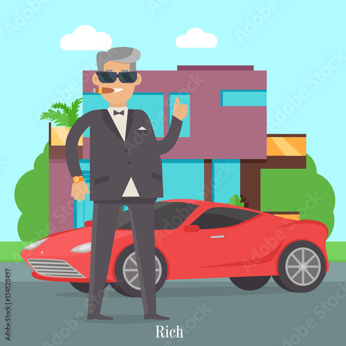 Handsome Guy in Stylish Clothes Near Cool Car