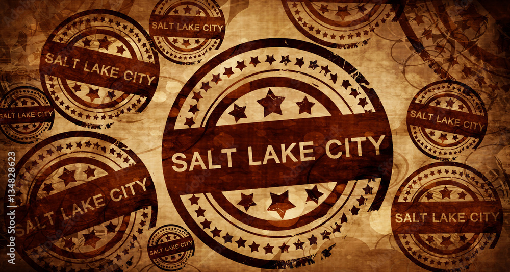salt lake city, vintage stamp on paper background