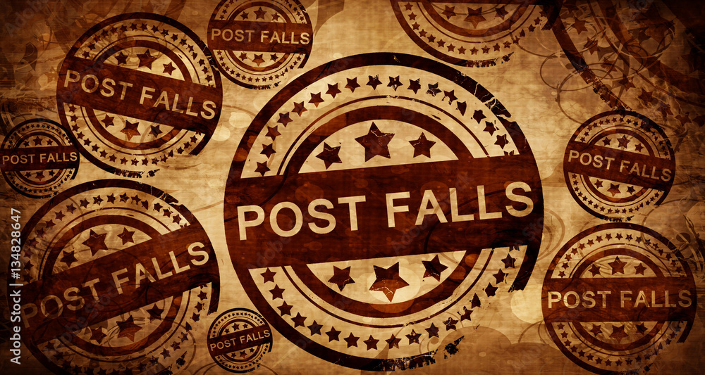 post falls, vintage stamp on paper background