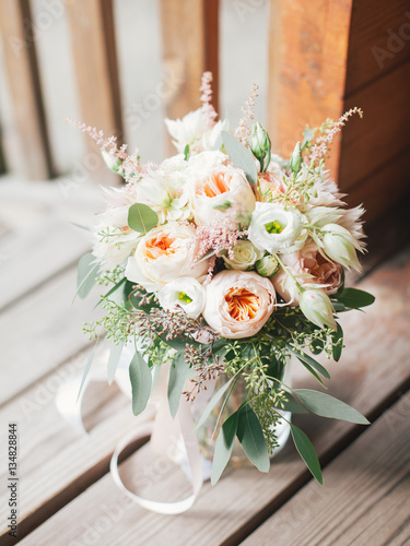 wedding bouquet with david austin roses