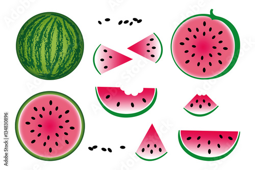 Icons von Wassermelonen, Vectorgrafik / Illustration mit weißem Hintergrund