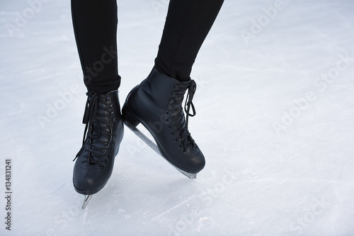 skates on the ice Close-up