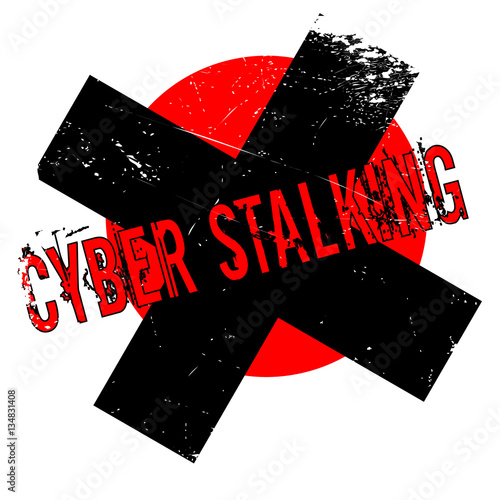 Cyber Stalking rubber stamp. Grunge design with dust scratches. Effects can be easily removed for a clean, crisp look. Color is easily changed.