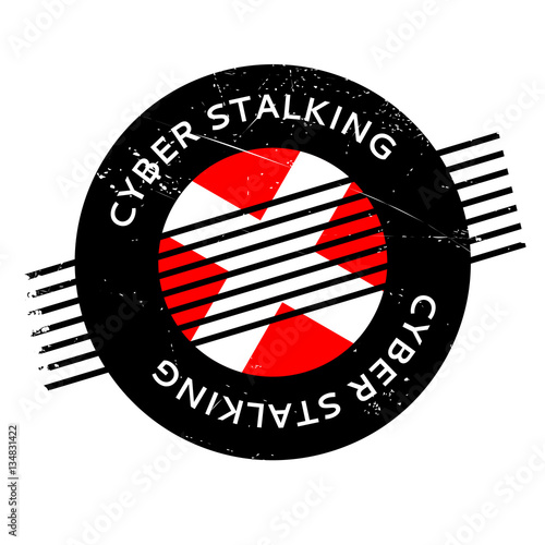 Cyber Stalking rubber stamp. Grunge design with dust scratches. Effects can be easily removed for a clean, crisp look. Color is easily changed.