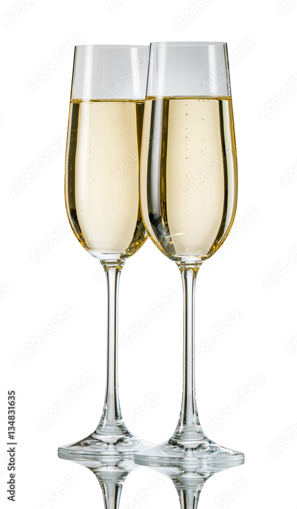 Two glasses of champagne isolated on white background Two glasses of champagne isolated on white background