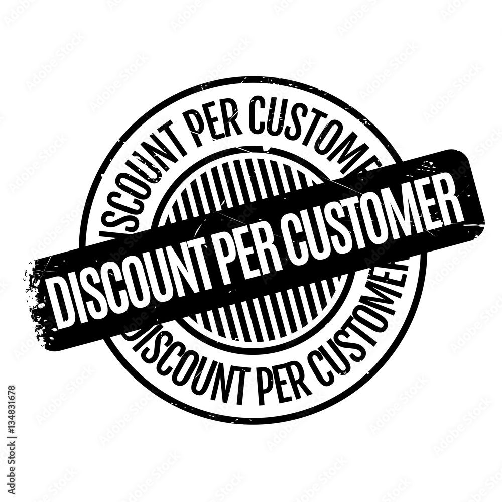 Discount Per Customer rubber stamp. Grunge design with dust scratches. Effects can be easily removed for a clean, crisp look. Color is easily changed. Discount Per Customer rubber stamp. Grunge design with dust scratches. Effects can be easily removed for a clean, crisp look. Color is easily changed.