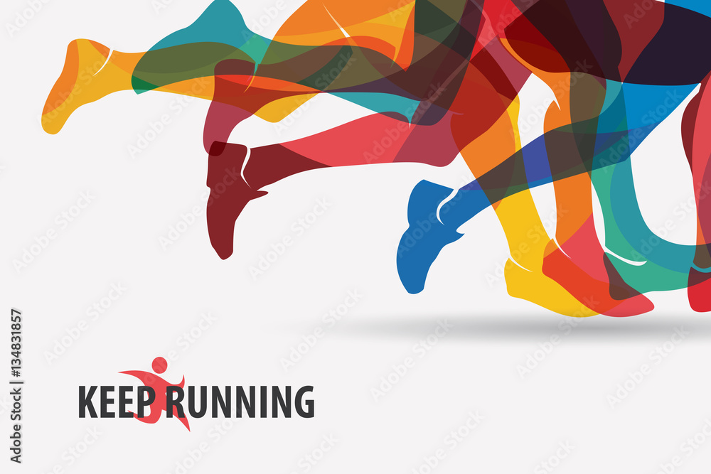 Fototapeta bieganie ludzi zestaw sylwetki, sport i aktywność deseń