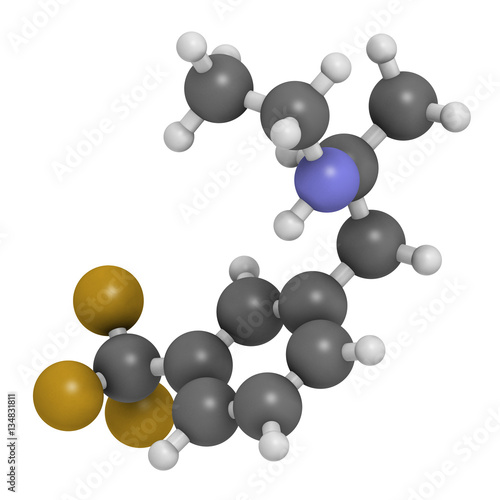 Fenfluramine weight loss drug molecule, 3D rendering (withdrawn) photo