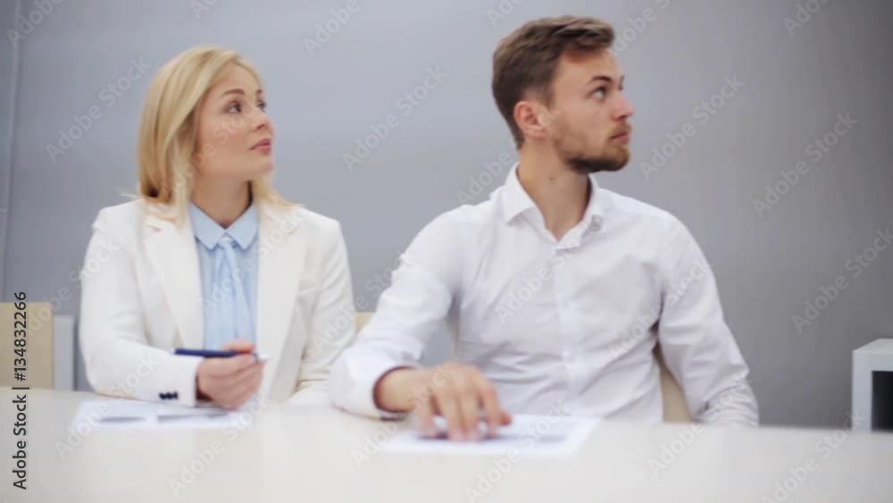 business team with scheme at presentation business team with scheme at presentation