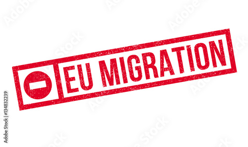 Eu Migration rubber stamp. Grunge design with dust scratches. Effects can be easily removed for a clean, crisp look. Color is easily changed.