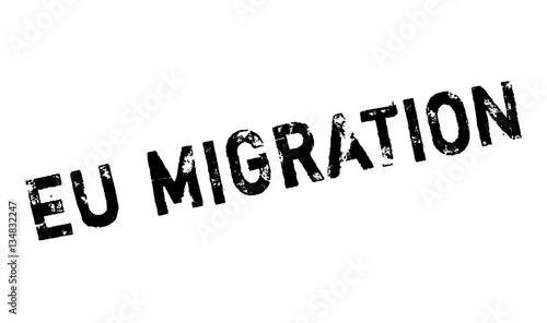 Eu Migration rubber stamp. Grunge design with dust scratches. Effects can be easily removed for a clean, crisp look. Color is easily changed.