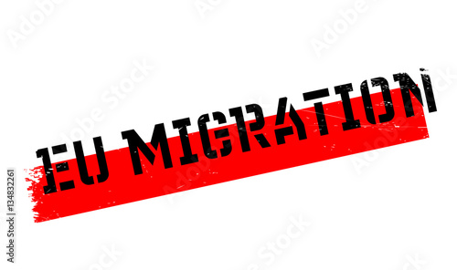 Eu Migration rubber stamp. Grunge design with dust scratches. Effects can be easily removed for a clean, crisp look. Color is easily changed.