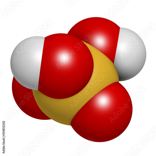 Photos Sulfuric acid (H2SO4) strong mineral acid molecule, 3D rendering