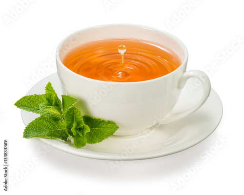 cup of tea with mint leaves