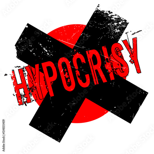 Hypocrisy rubber stamp. Grunge design with dust scratches. Effects can be easily removed for a clean, crisp look. Color is easily changed.