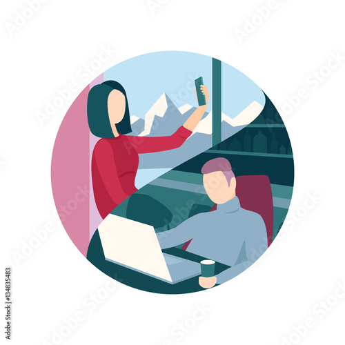Couple communicating via modern technologies. Long-distance rela