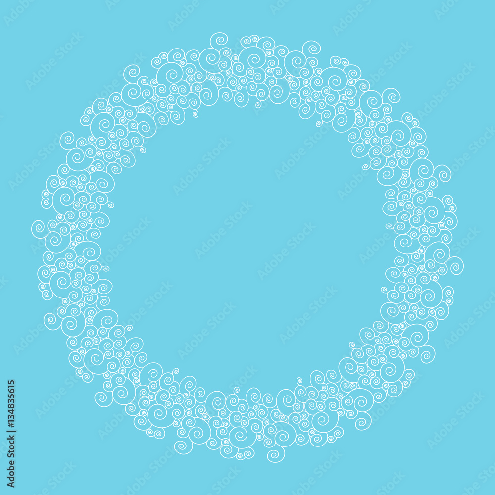 Round frame made of swirly sea wave border Round frame made of swirly sea wave border