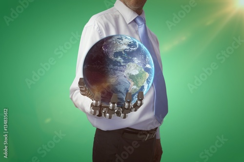 Composite image of earth globe 3d