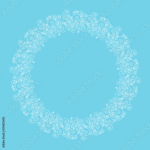 Round frame made of swirly sea wave border