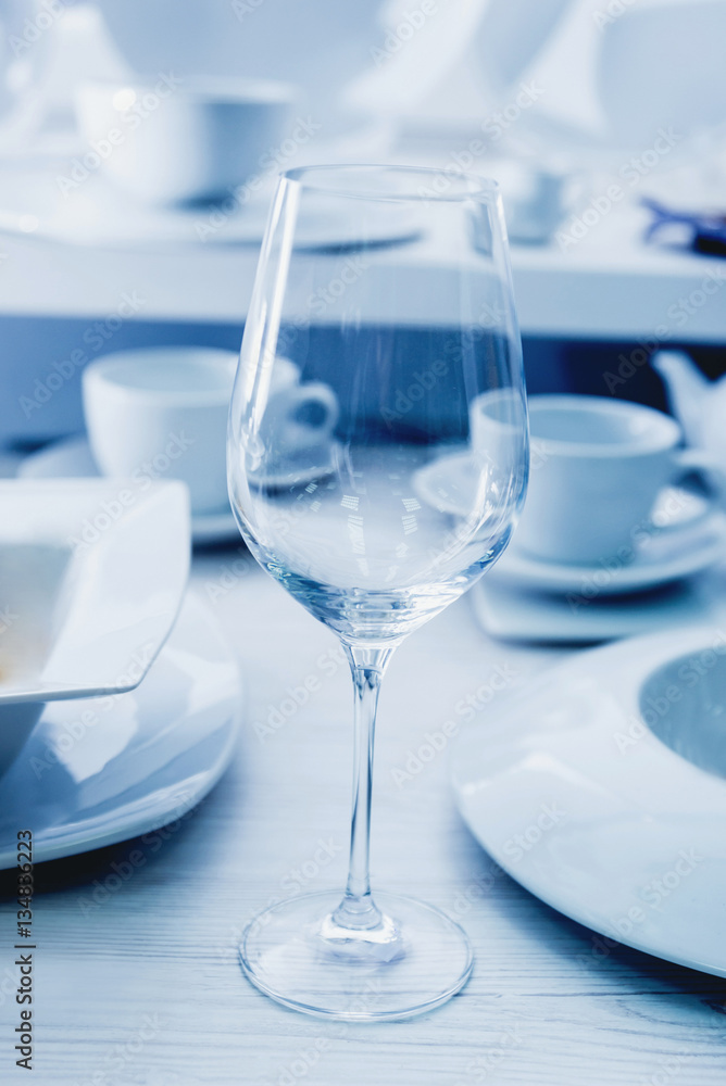Empty glass on the table. Empty glass on the table.