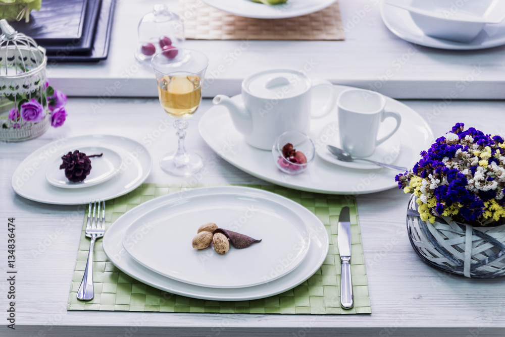 Beautiful decorated table. Beautiful decorated table.
