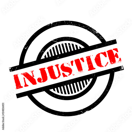 Injustice rubber stamp. Grunge design with dust scratches. Effects can be easily removed for a clean, crisp look. Color is easily changed.