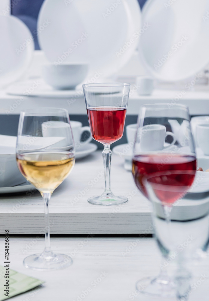 White and red wine in a glass White and red wine in a glass