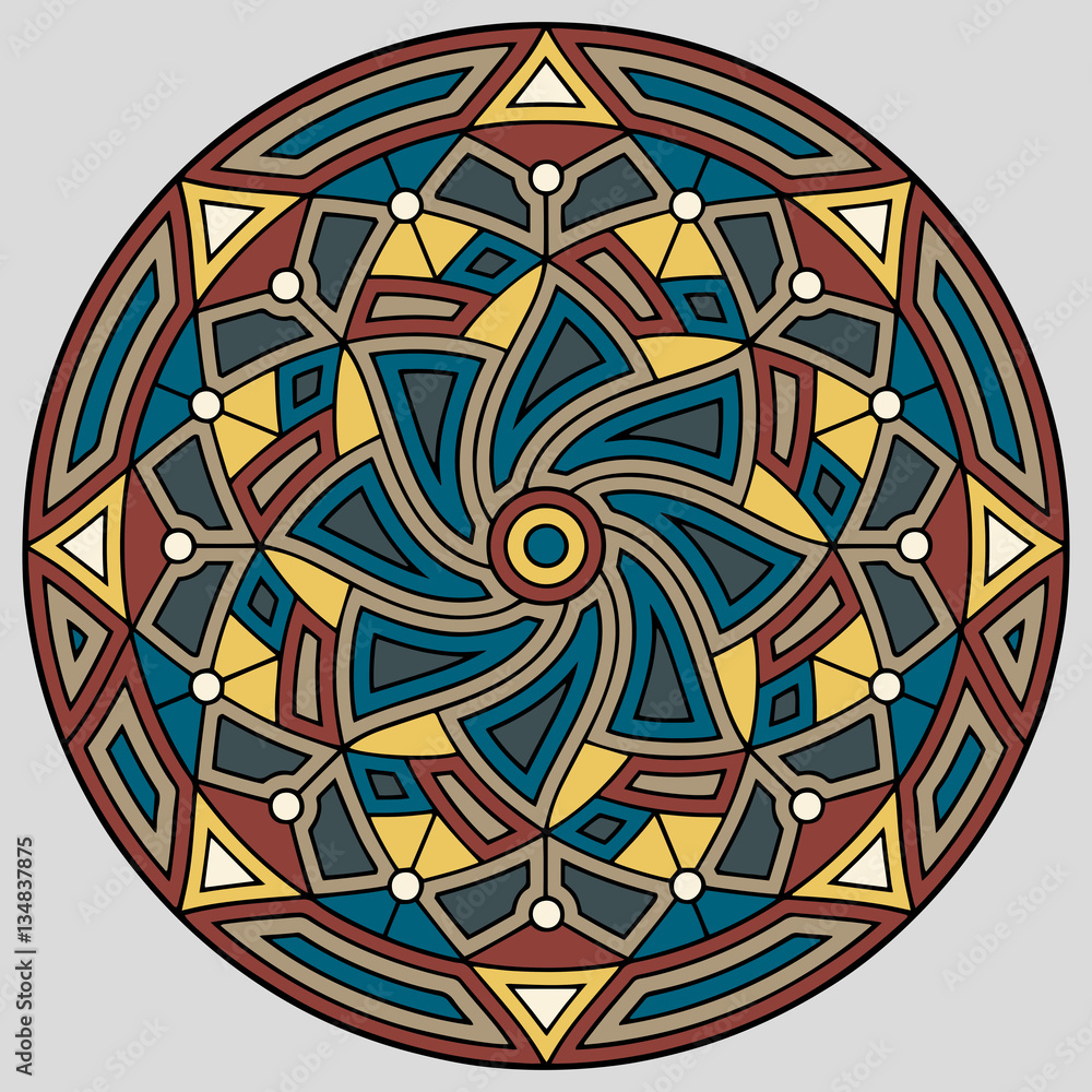 Colored mandala on the white background.Vector