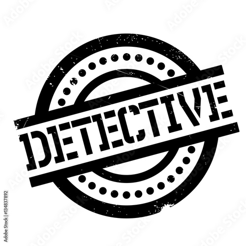 Detective rubber stamp. Grunge design with dust scratches. Effects can be easily removed for a clean, crisp look. Color is easily changed.