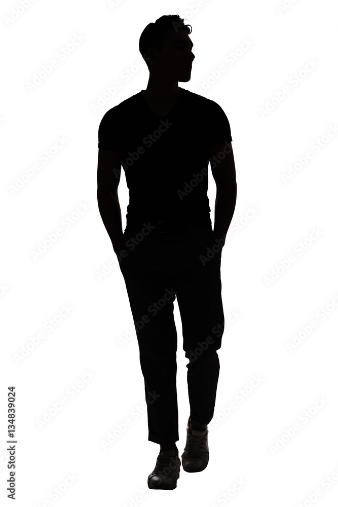 silhouette of man walk