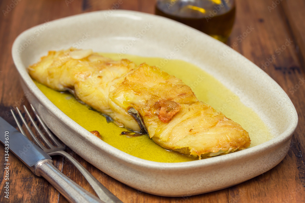cod fish with garlic and olive oil cod fish with garlic and olive oil
