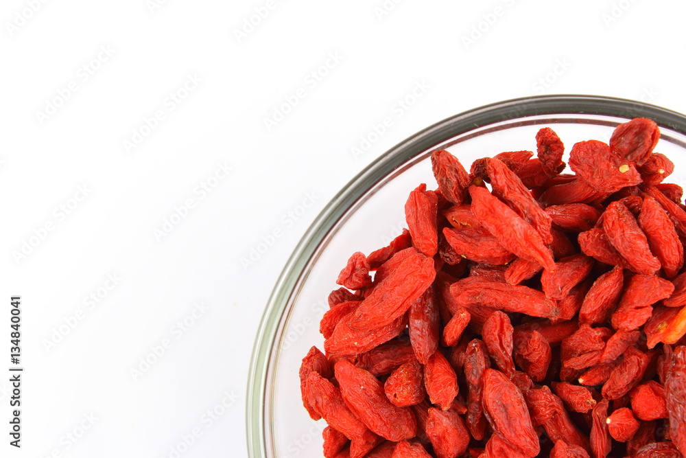 dried goji berries in a small glass bowl dried goji berries in a small glass bowl