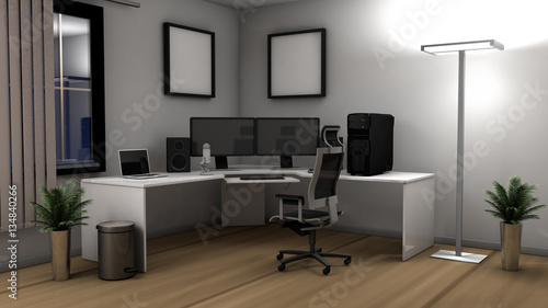 Tableau sur toile 3D illustration of an office setup