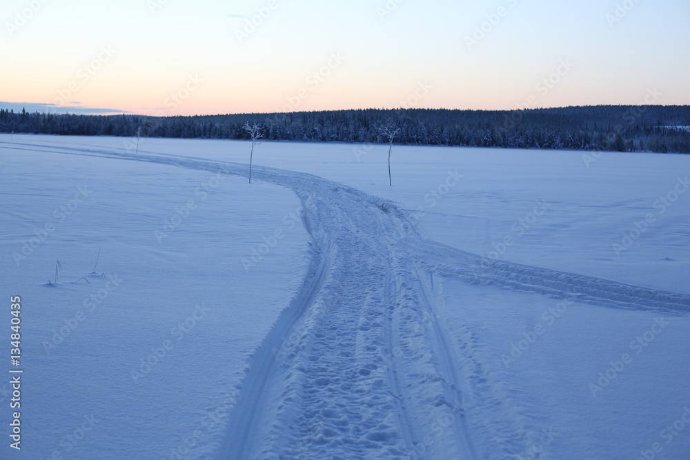 Frozen Lake Palojarvi in Finland