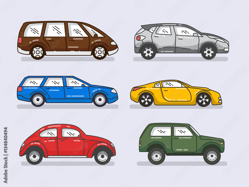 Car icons set in flat style Car icons set in flat style