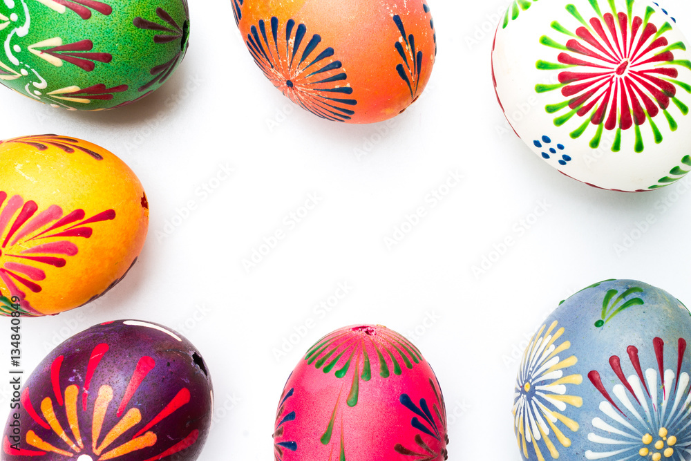 Dyed Easter Eggs on White Background Dyed Easter Eggs on White Background