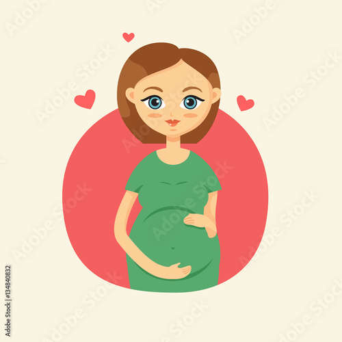 Cute pregnant woman caressing her belly