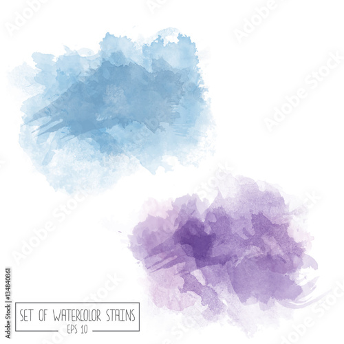 Set of color vector watercolor stains