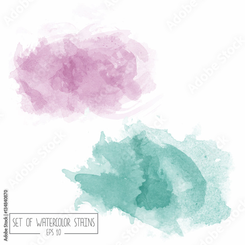 Set of color vector watercolor stains