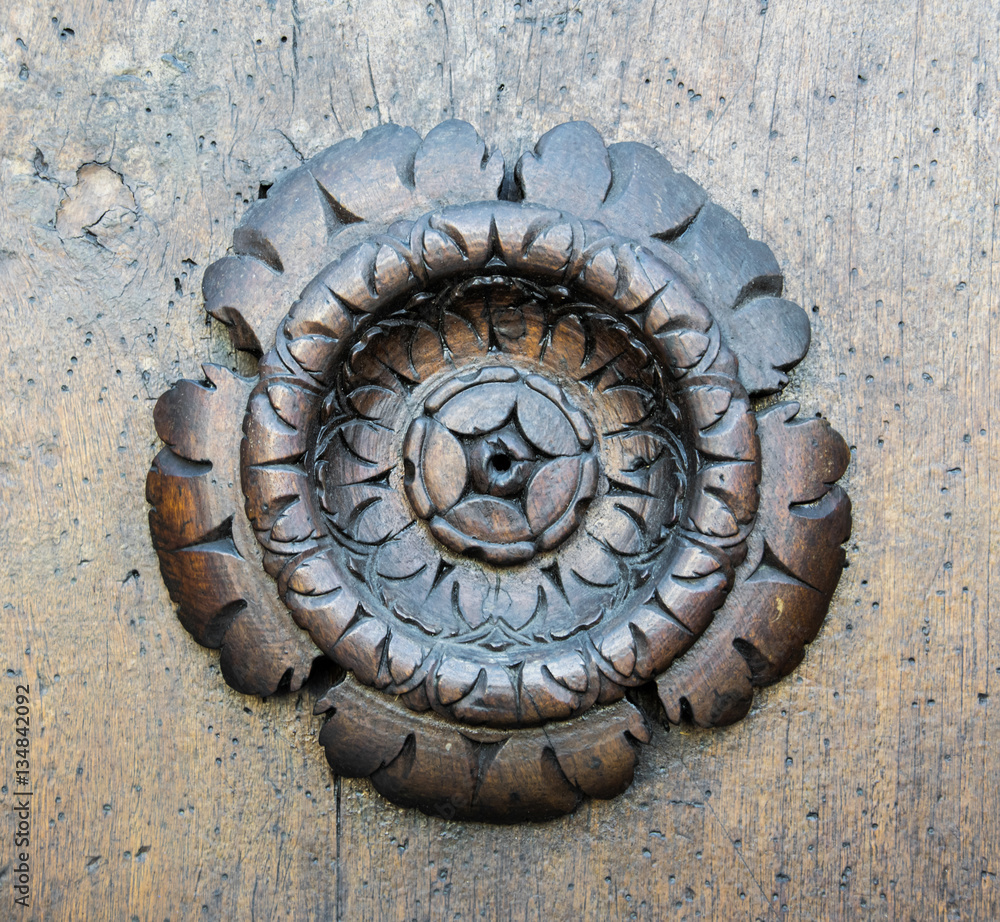 Pattern of flower carved on wood. Pattern of flower carved on wood.