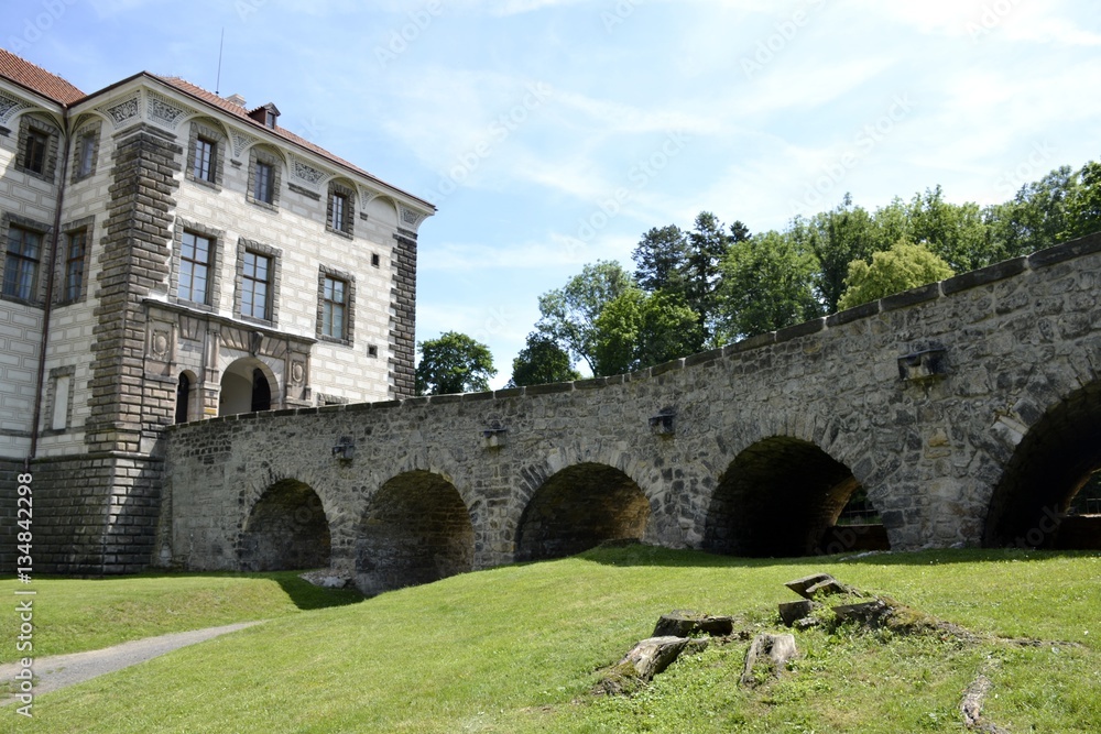 Architecture from Nelahozeves chateau and blue sky